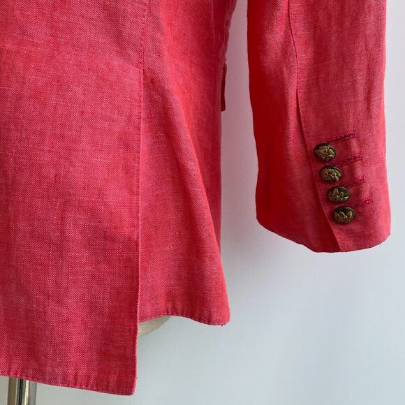 Smythe Classic Duchess Linen Blazer in Fuchsia sz 8 - Picture 9 of 12
